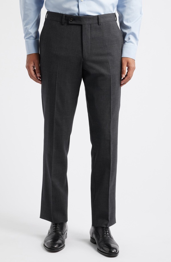 ジャックビクター メンズ ボトムス カジュアルパンツ ウール Jack Victor Patrick Flat Front Stretch Wool Dress Pants Charcoal チャコール