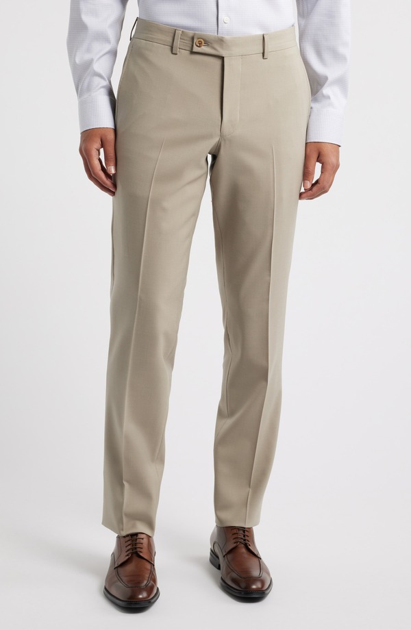 ジャックビクター メンズ ボトムス カジュアルパンツ ウール Jack Victor Patrick Flat Front Stretch Wool Dress Pants Tan タン