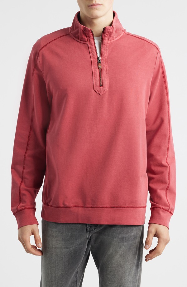 トッミーバハマ メンズ アウター パーカー・スウェット ハーフジップ パイル シャツ  Bahama Ben & Terry Half Zip Sweatshirt Deep Havana