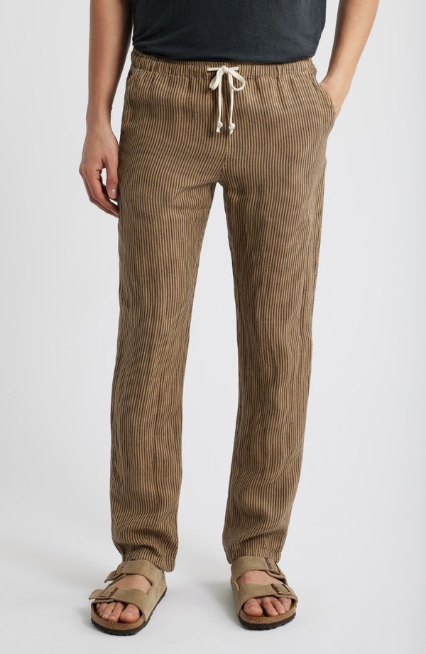アレックスクレーン メンズ ボトムス カジュアルパンツ リネン ALEX CRANE Bo Linen Drawstring Pants Overdye Chai