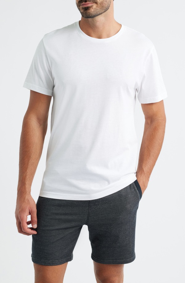 マック ウェルダン メンズ トップス Tシャツ スリムフィット クルーネック コットン Mack Weldon Slim Fit Crewneck Pima Cotton T-Shirt Bright White ホワイト｜ReVida 店
