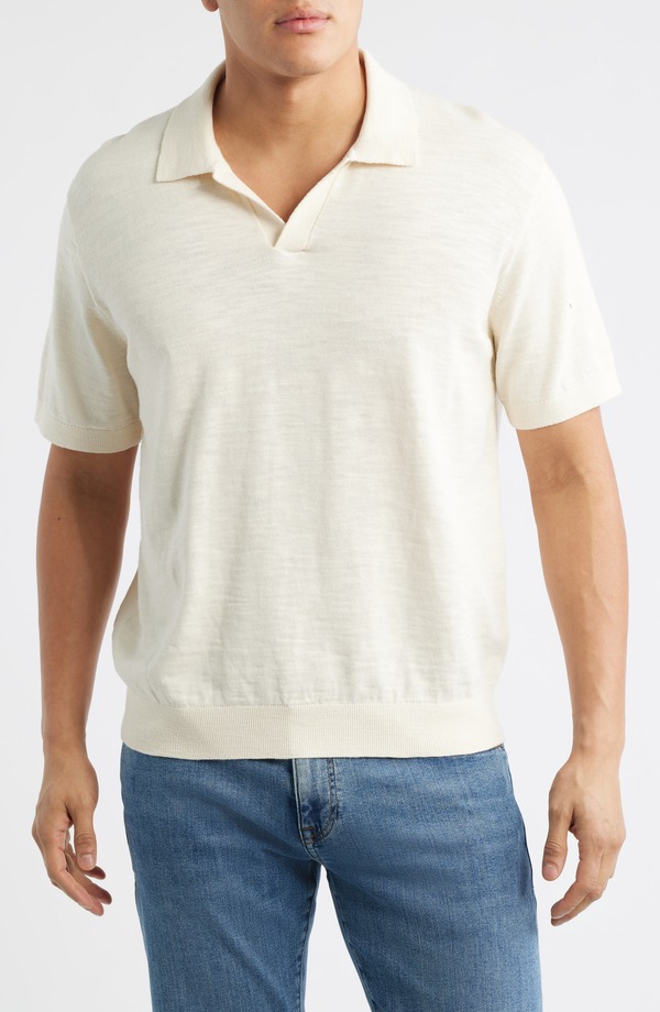 メイドウェル メンズ アウター パーカー・スウェット ポロシャツ セーター コットン Madewell Johnny-Collar Cotton Slub Sweater Polo Antique Cream クリーム