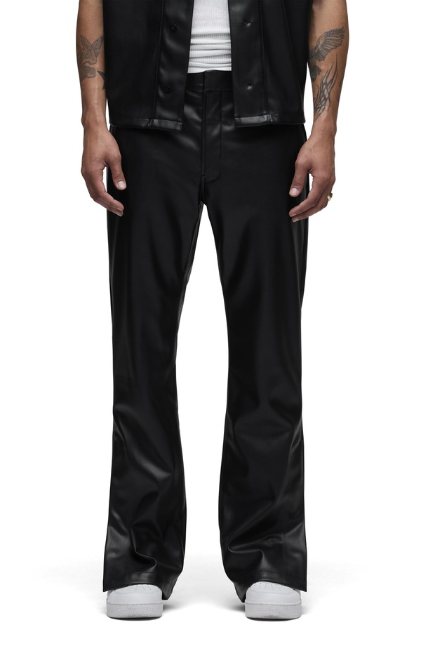 ハドソンジーンズ メンズ ボトムス カジュアルパンツ レザー フェイクレザー Hudson Jeans Flared Faux Leather Pants Black ブラック|ReVida 店