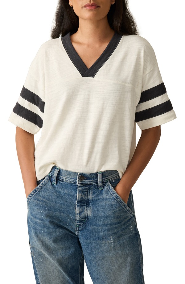 ファレティ レディース トップス プルオーバー 綿織物 Faherty Varsity Stripe Organicotton T-Shirt Phantom Varsity 縞模様