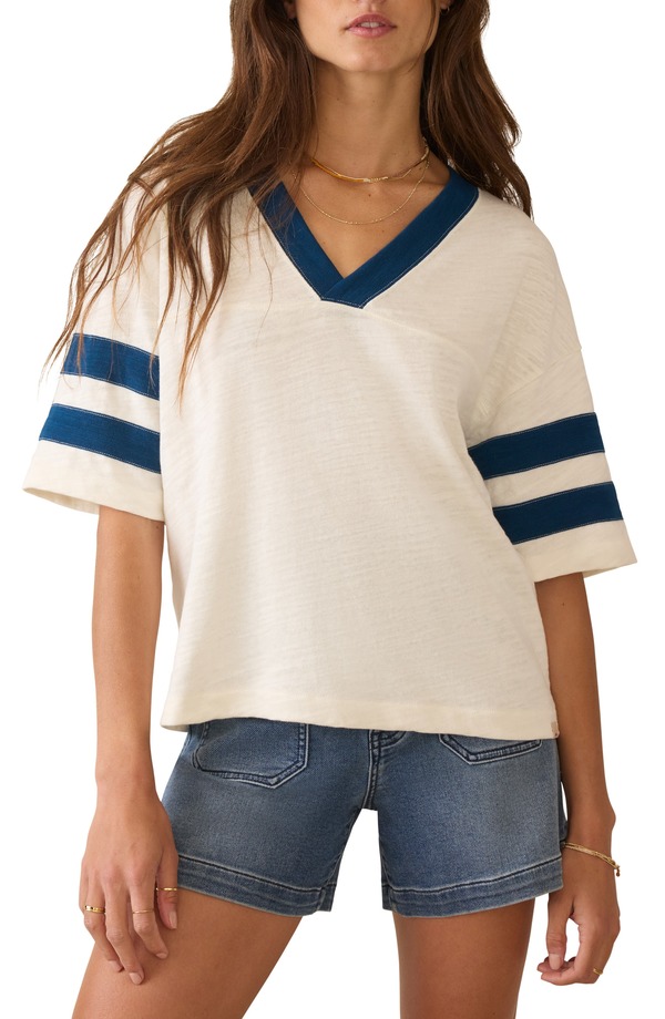 ファレティ レディース トップス プルオーバー 綿織物 Faherty Varsity Stripe Organicotton T-Shirtitan Varsity 縞模様