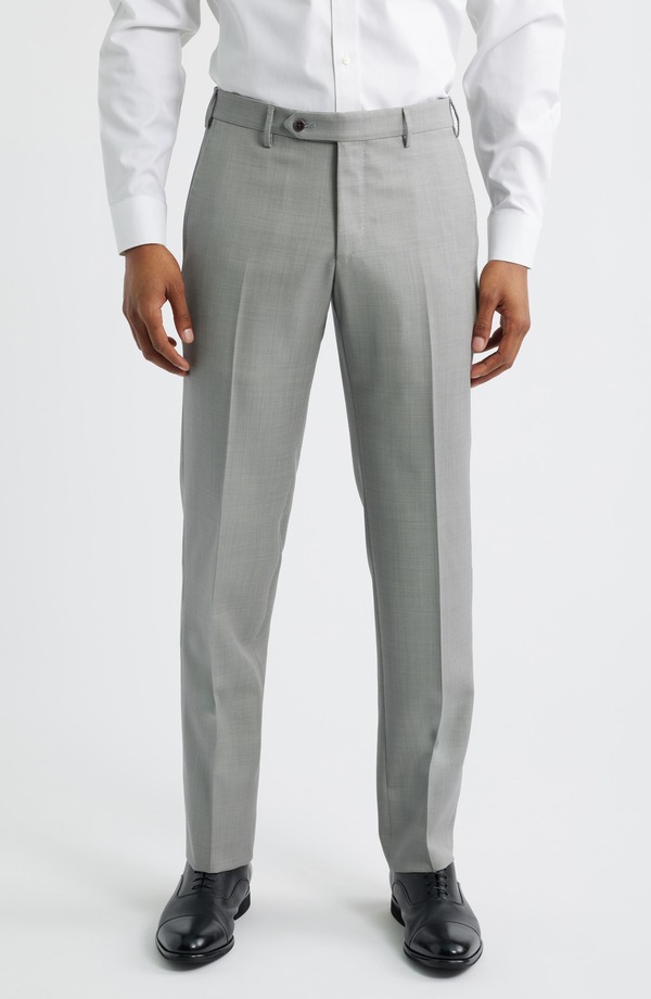 ザネッラ メンズ ボトムス カジュアルパンツ ウール Zanella Parker Flat Front Wool Dress Pants Light Grey グレー