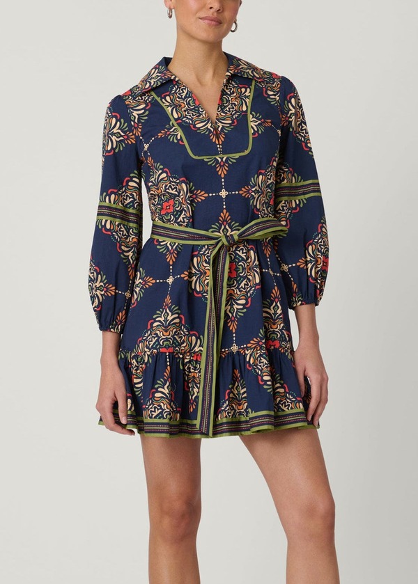 ショシャーナ レディース トップス ワンピース プリント Shoshanna Evans Paltz Print Dress Navy Multi ネイビー