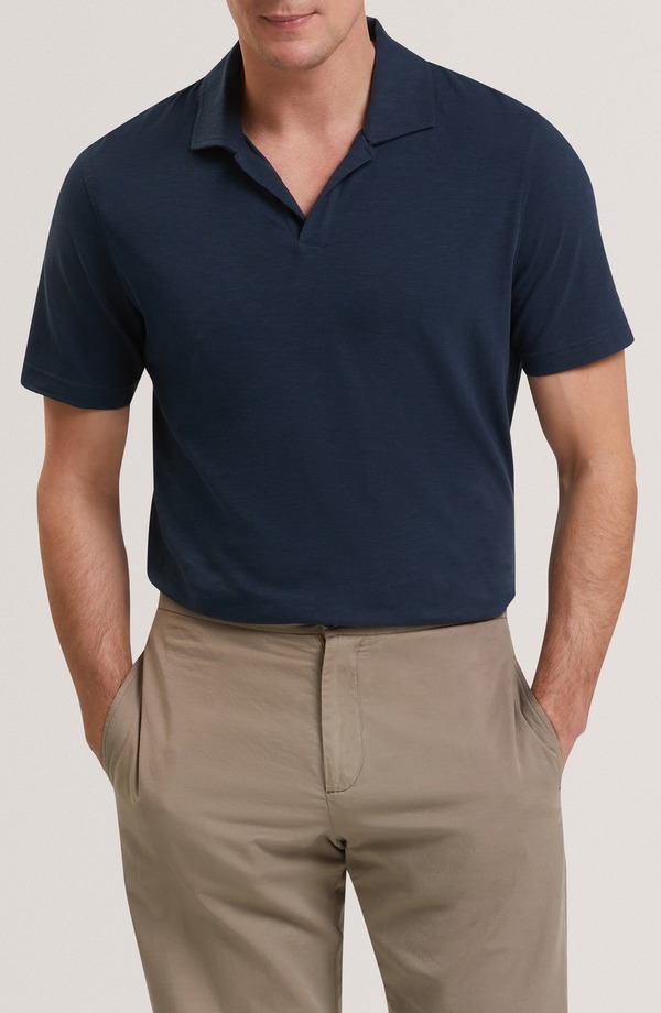 テッドベーカー メンズ トップス ポロシャツ コットン リネン Ted Baker Anito Cotton & Linen Polo Navy ネイビー