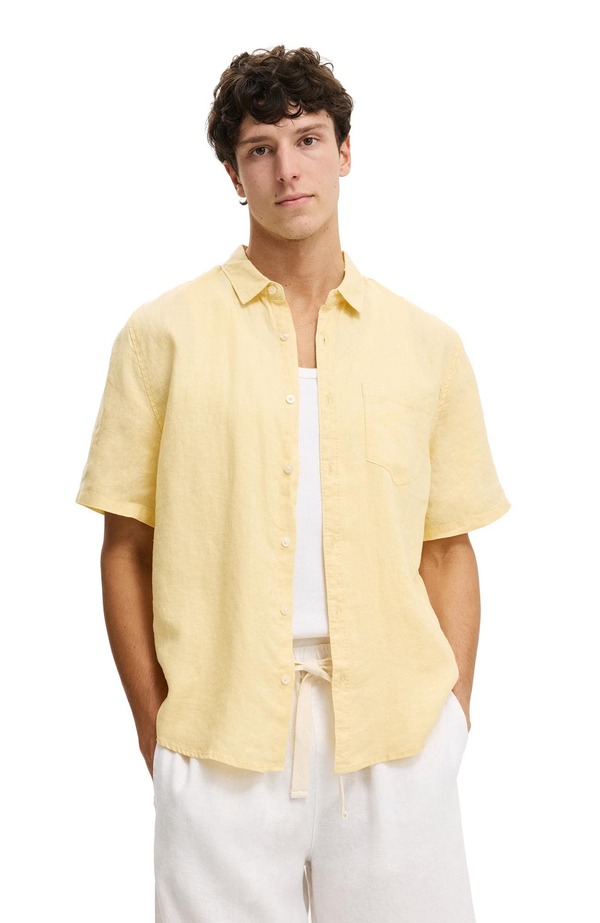 コットンオン メンズ トップス シャツ リネン Cotton Men's Relaxed Linen Short Sleeve Shirt Faded Yellow イエロー 16,410円
