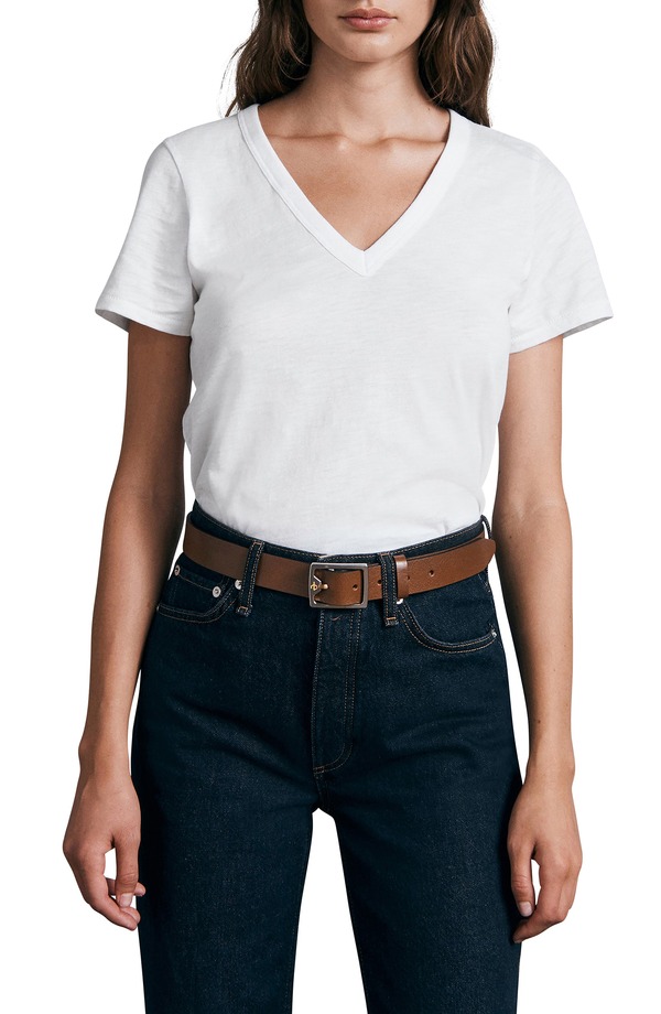 ラグアンドボーン レディース トップス Tシャツ コットン rag & bone The Vee Slub Cotton T-Shirt Brightwht
