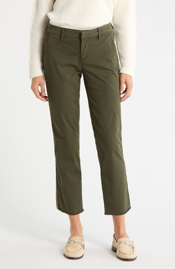 真っ正直 ＆ アイリーン レディース ボトムス レギンス Frank \u0026 Eileen Wicklow Crop Chinos Army Tuxedo Gold Stripe 正規陸軍