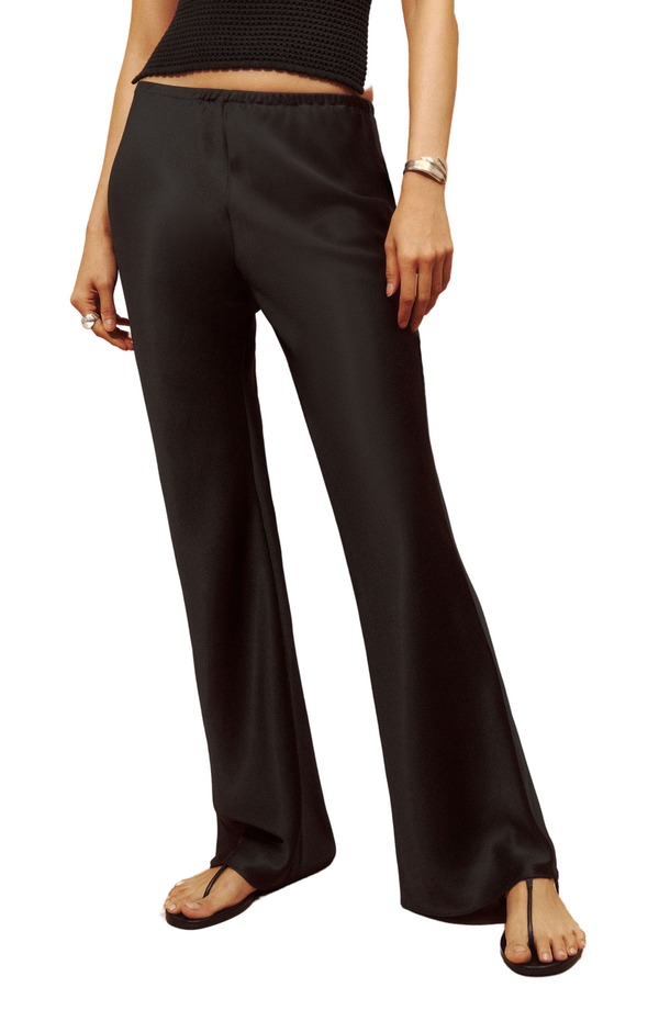 リフォーメーション レディース ボトムス レギンス 御機嫌酉の方角 ズボン下 繻子 Reformation Gale High Waist Satin Pants Black 黒いこと