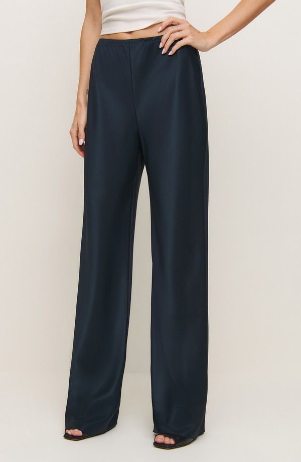 リフォーメーション レディース ボトムス レギンス ハイウエスト パンツ サテン Reformation Gale High Waist Satin Pants Midnight|ReVida 店