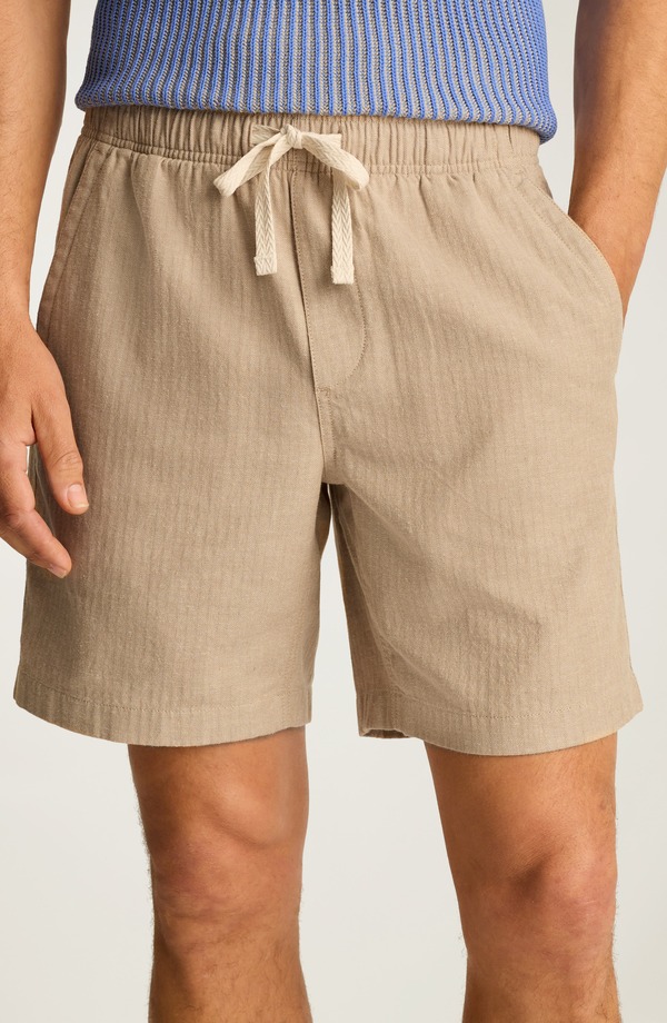 ボノボス メンズ ボトムス ハーフパンツ・ショーツ ショートパンツ コットン リネン Bonobos Nomadrawstring Cotton & Linen Shorts Khaki Herringbone カーキ