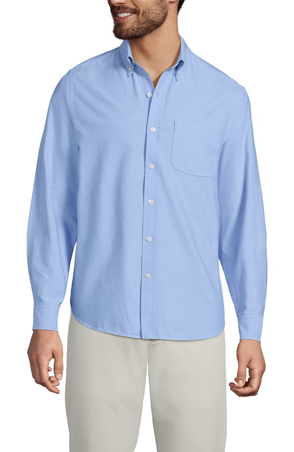 ランズエンド メンズ トップス シャツ オックスフォード Lands' End Traditional Fit Comfort-First Sail Rigger Oxford Shirt Blue ブルー
