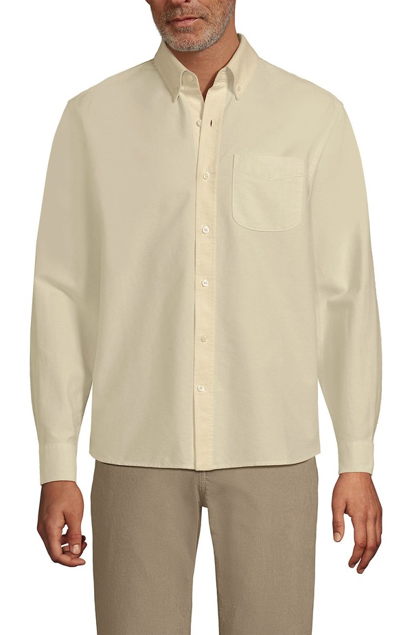 ランズエンド メンズ トップス シャツ オックスフォード Lands' End Traditional Fit Comfort-First Sail Rigger Oxford Shirt Pale Sweet Butter