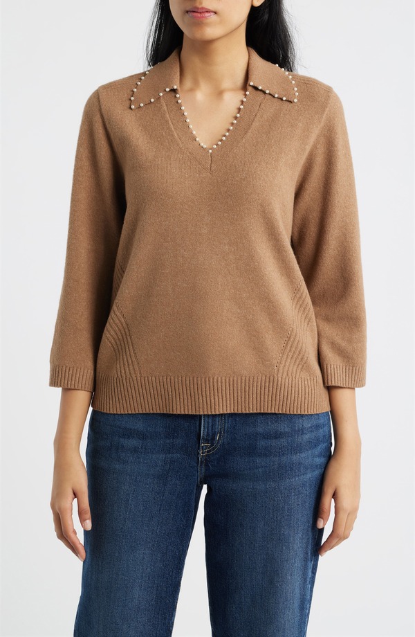 ウィット&ウィズダム レディース アウター パーカー・スウェット セーター Wit & Wisdom Bead Trim Sweater Coffee Cake コーヒー