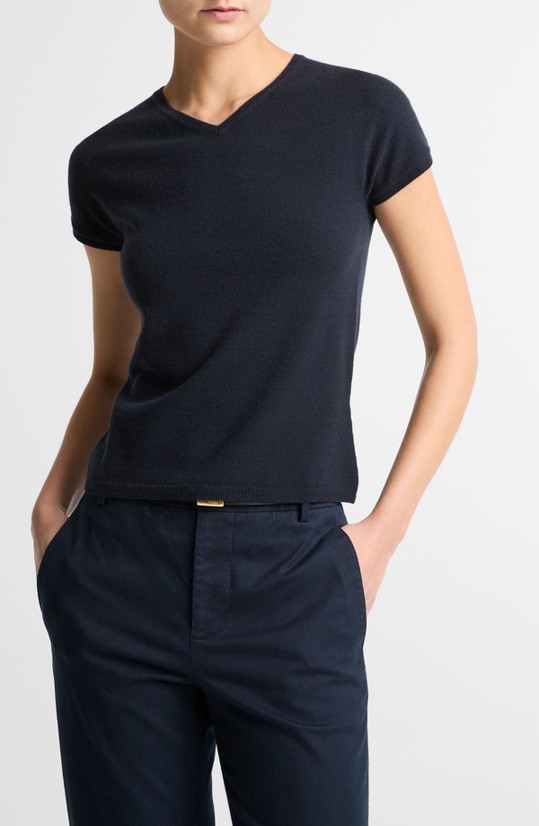 ヴィンス レディース アウター パーカー・スウェット 羊毛 プルオーバー Vince Short Sleeve Wool Blend Sweater Eclipse