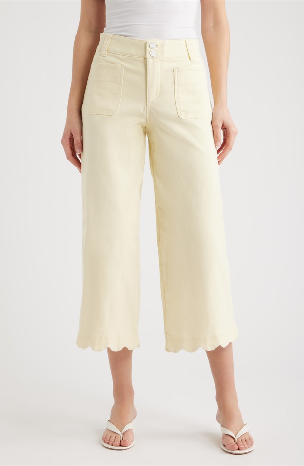 ウィット&ウィズダム レディース ボトムス レギンス ワイドレッグ ハイウエスト パンツ Wit & Wisdom Scallopatch Pocket High Waist Crop Wide Leg Twill Pants Lemon Lush