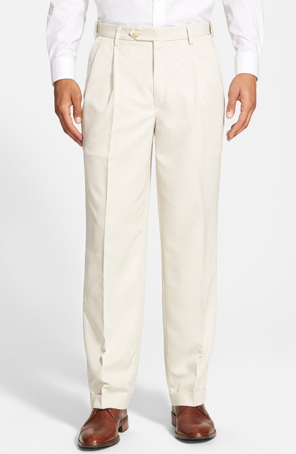 頭を覆う物 メンズ ボトムス 心地好いズボン下 筋目 Berle Self Sizer Waist Pleated Classic Fit Microfiber Trouserstone 石ころ