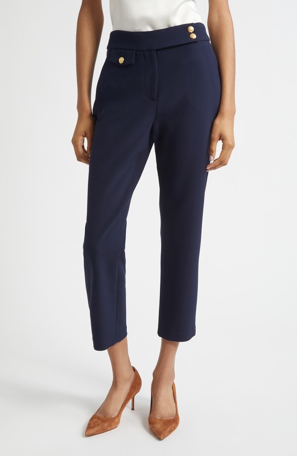 ヴェロニカ ベアード レディース ボトムス レギンス ズボン下 綿織物 Veronica Beard Renzo Crop Cotton Blend Trousers Navy 米国海軍