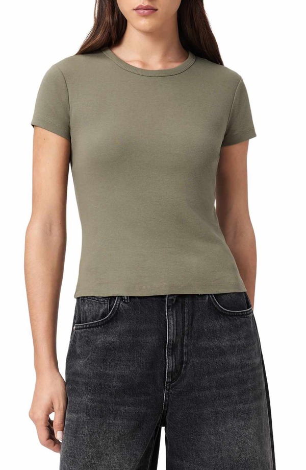 オールセインツ レディース トップス Tシャツ コットン AllSaintstevie Cotton T-Shirt Laurel Green グリーン