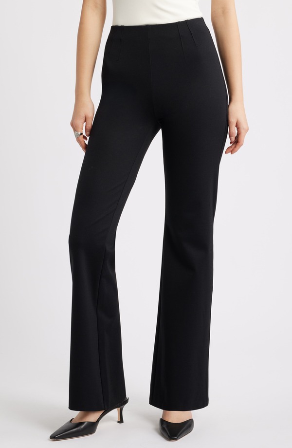 オープンエディット レディース ボトムス レギンス ハイウエスト パンツ Open Edit High Waist Flare Pants Black ブラック