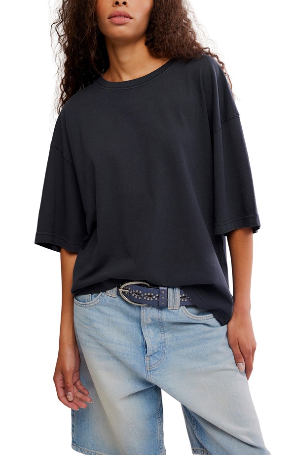 フリーピープル レディース トップス プルオーバー 綿織物 Free People WTF Perfect Oversize Cotton T-Shirt Black 黒いこと