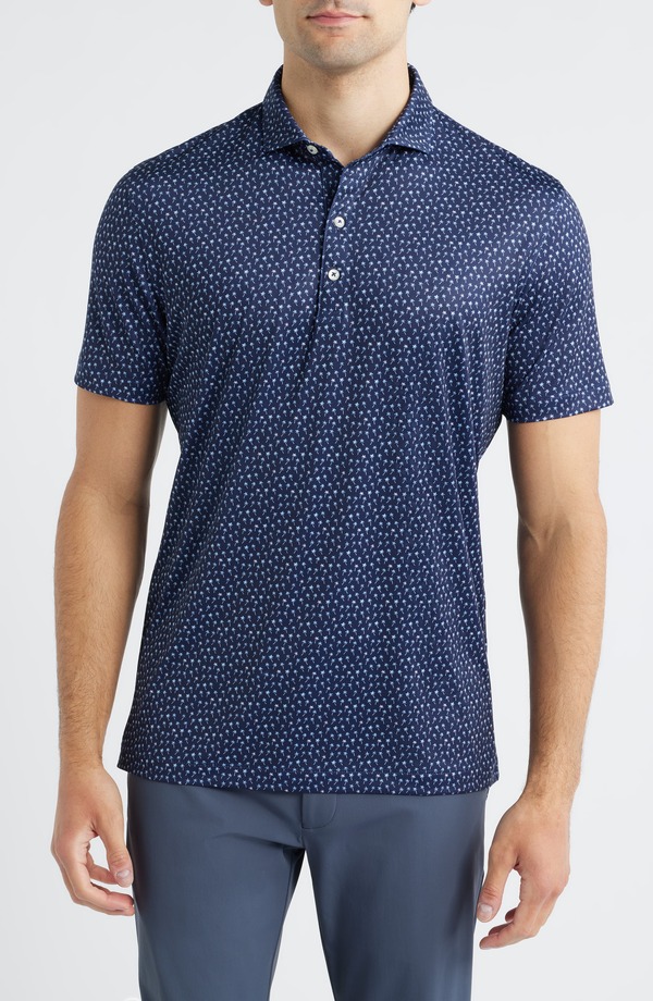 ジョニー オー メンズ トップス ティーシャツ 刷り上げる ティーシャツ johnnie-O Marina Palm Tree Print Performance Jersey Polo Navy 米国海軍 カジュアルシャツ-トップス-メンズファッション