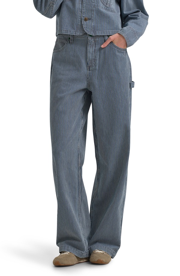 リー レディース ボトムス デニムパンツ ストレート ジーンズ Lee x Crayola Carpenter High Rise Straight Leg Jeans Railroad Stripe ストライプ