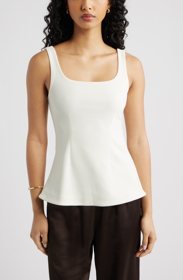 オープンエディット レディース トップス シャツ Open Edit Flared Tank Ivory アイボリー