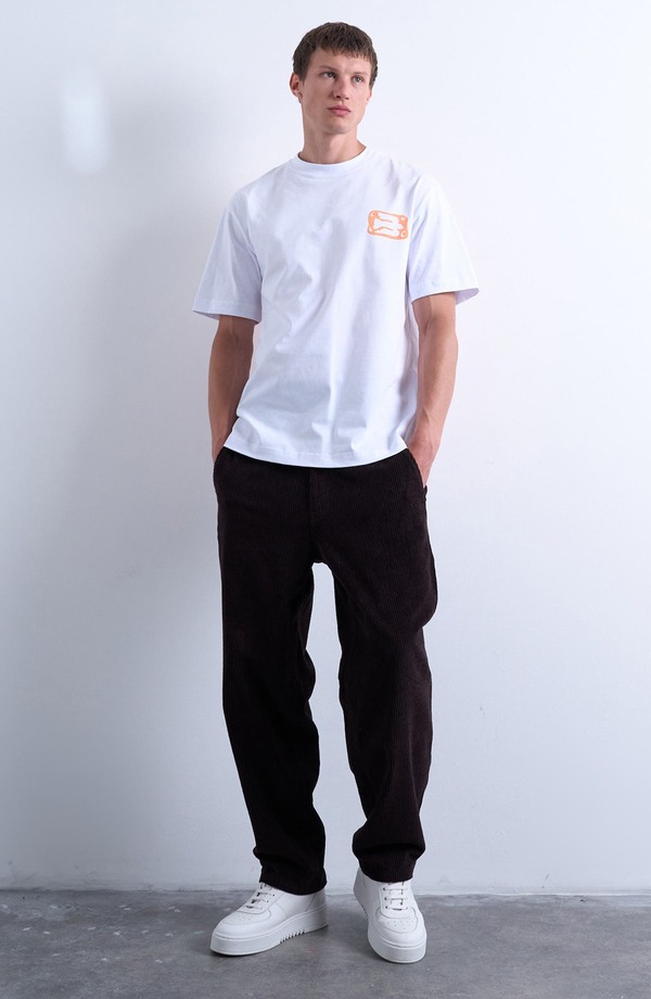 トップマン メンズ ボトムス カジュアルパンツ コーデュロイ コットン Topman Flat Frontapered Cotton Corduroy Pants Brown ブラウン