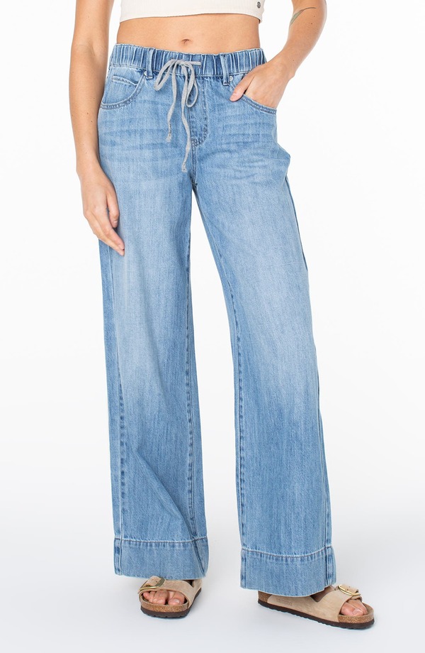 ロキシー レディース ボトムス デニムパンツ ワイドレッグ ジーンズ Roxy Finley Wide Leg Drawstring Jeans Pr Ssure