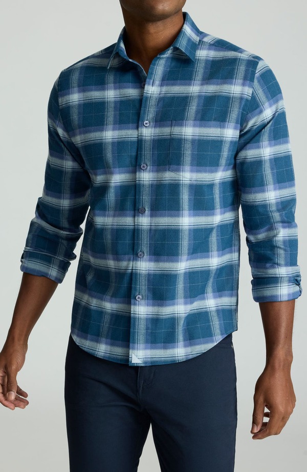 アンタックイット メンズ トップス シャツ UNTUCKit Barker Shadow Check Performance Flannel Button-Up Shirt Navy ネイビー