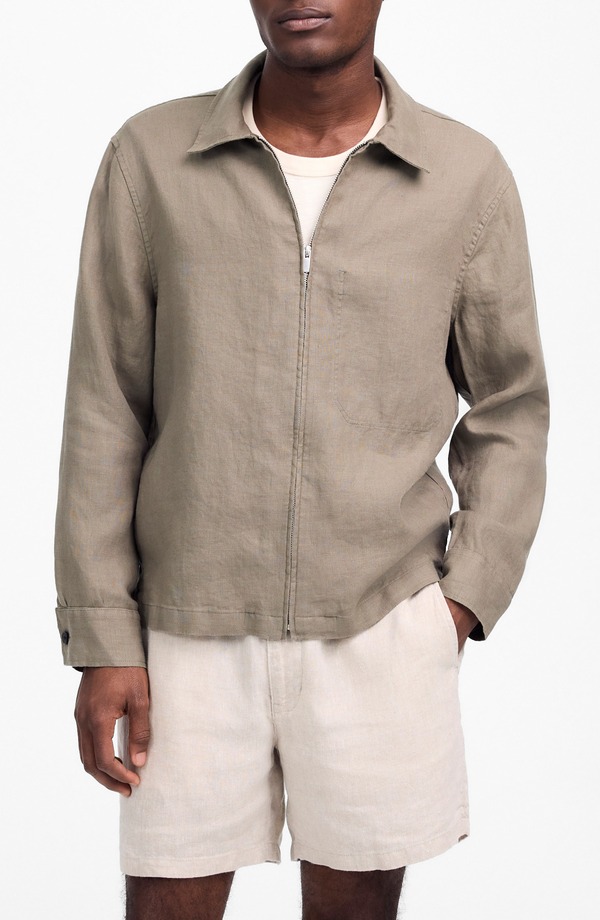 メイドウェル メンズ アウター ジャケット・ブルゾン シャツ リネン Madewellinen Zip Front Shirt Jacket Pressed Sage セージ