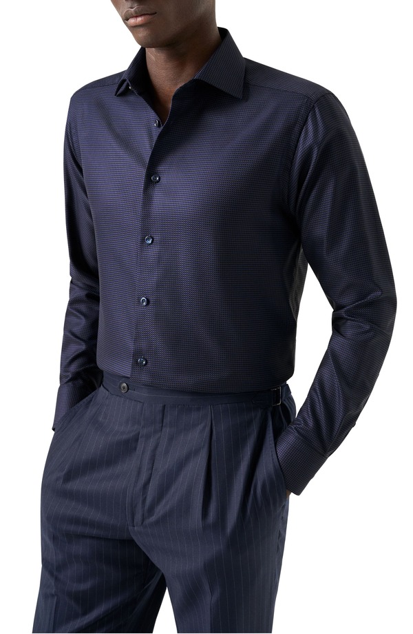 エトン メンズ トップス シャツ スリムフィット Eton Slim Fit Houndstooth King Twill Dresshirt Navy ネイビー 42,120円