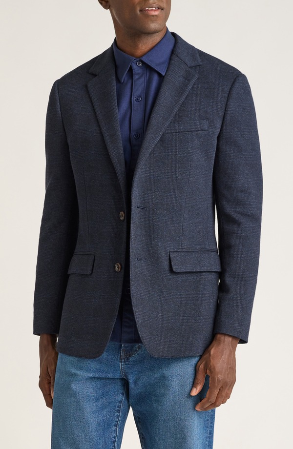 ボノボス メンズ アウター ジャケット・ブルゾン スリムフィット ウール ブレザー ニット Bonoboslim Fit Wool Blend Knit Blazer Navy Glen Check ネイビー