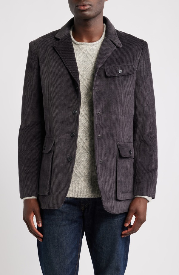 打つこと ニューヨーク州 メンズ アウター 上衣・上衣 コール天 スポーツジャケット Schott NYC Weekend Corduroy Blazer Charcoal 濃灰色