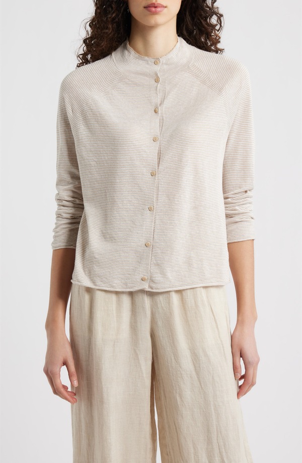 エイリーンフィッシャー レディース アウター パーカー・スウェット 綿織物 ジレー リネン Eileen Fisher Organic Linen \u0026 Organicotton Cardigan Undyed Natural