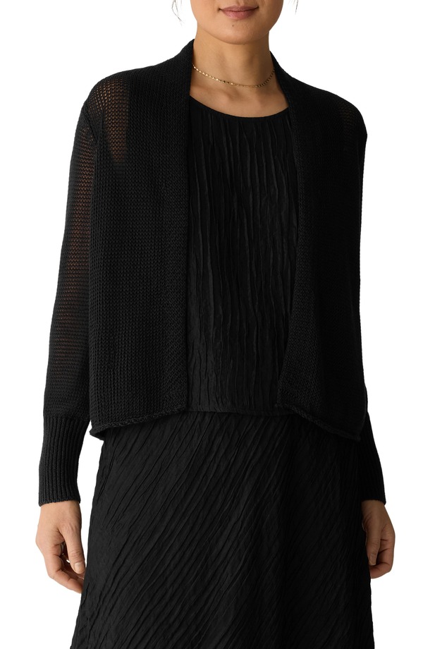エイリーンフィッシャー レディース アウター パーカー・スウェット 綿織物 ジレー Eileen Fisher Open Front Organicotton Cardigan Black 黒いこと