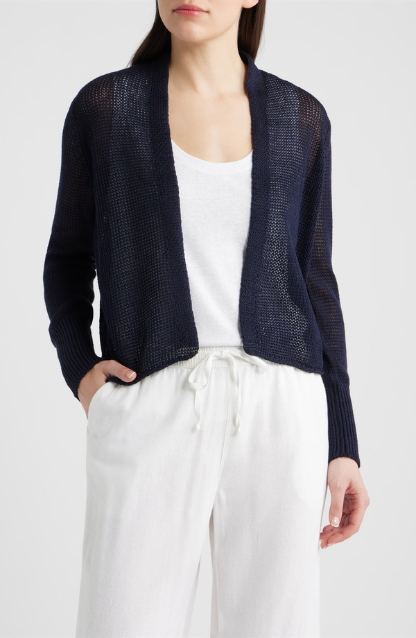 エイリーンフィッシャー レディース アウター パーカー・スウェット 綿織物 ジレー Eileen Fisher Open Front Organicotton Cardigan Ink