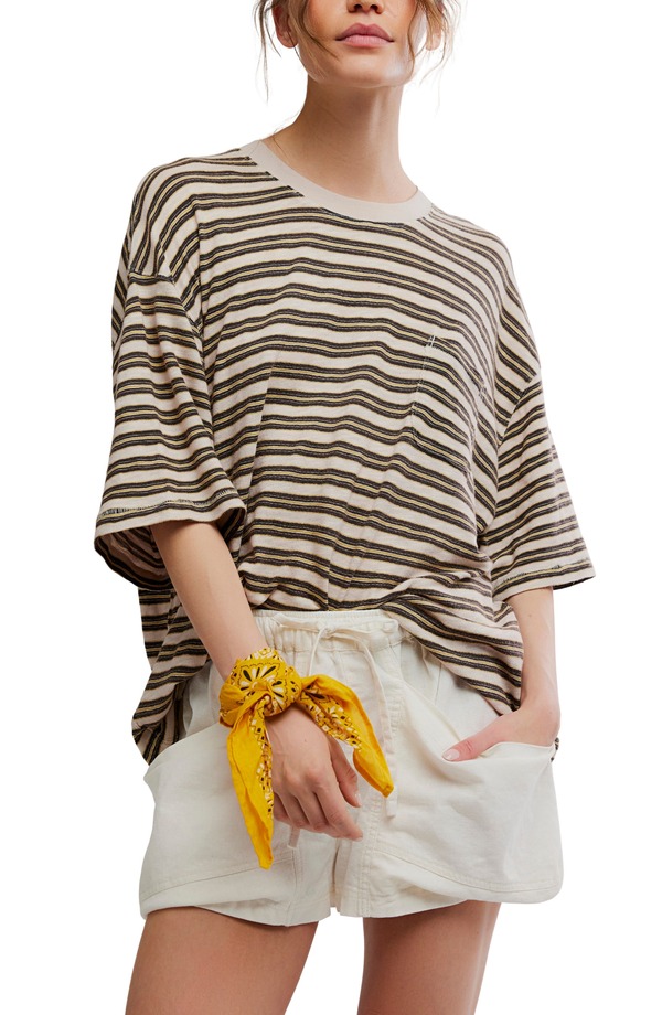 フリーピープル レディース トップス プルオーバー 綿織物 Free People Allover Stripe Cotton T-Shirtea Combo 縞模様