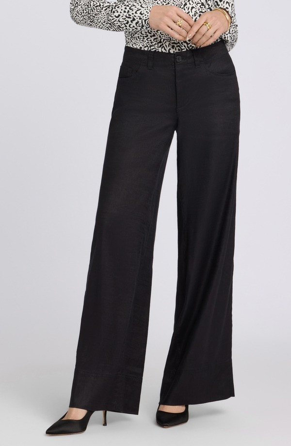 エヌワイディージェイ レディース ボトムス レギンス ワイドレッグ ズボン下 リネン NYDJ Linen Blend Wide Leg Pants Black 黒いこと