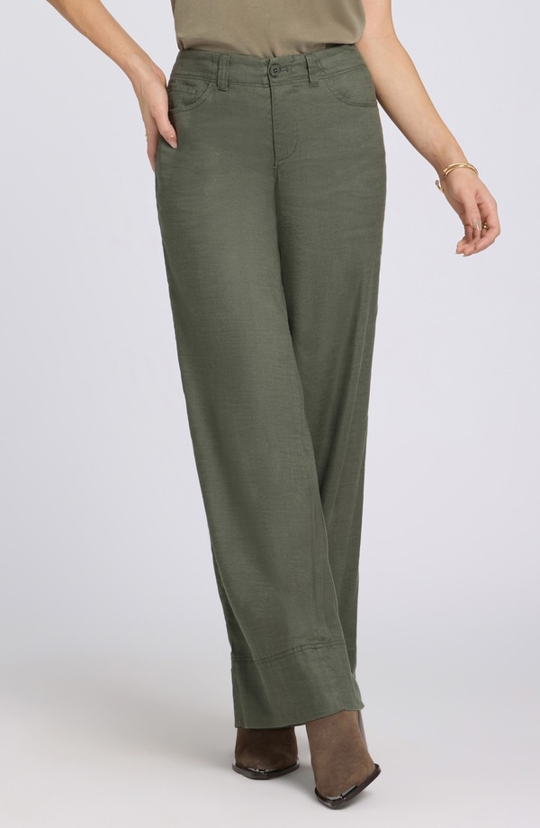 エヌワイディージェイ レディース ボトムス レギンス ワイドレッグ ズボン下 リネン NYDJ Linen Blend Wide Leg Pants Desert Green 緑であること