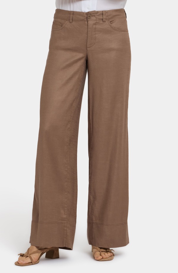 エヌワイディージェイ レディース ボトムス レギンス ワイドレッグ ズボン下 リネン NYDJ Linen Blend Wide Leg Pants Toasted Coconut