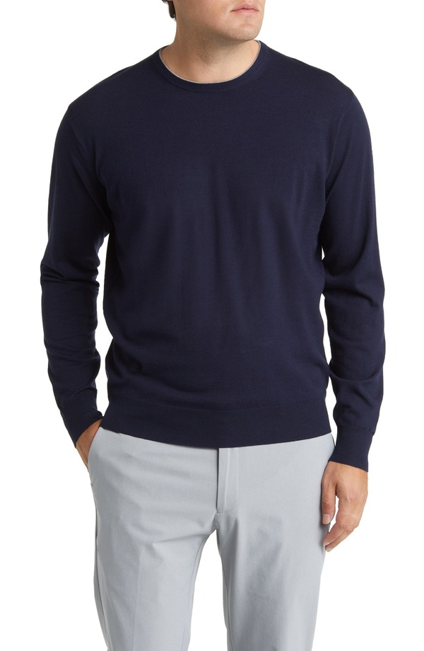 ピーター・ミラー メンズ アウター パーカー・スウェット ウール セーター Peter Millar Crown Crafted Excursionist Flex Wool Blend Sweater Navy ネイビー