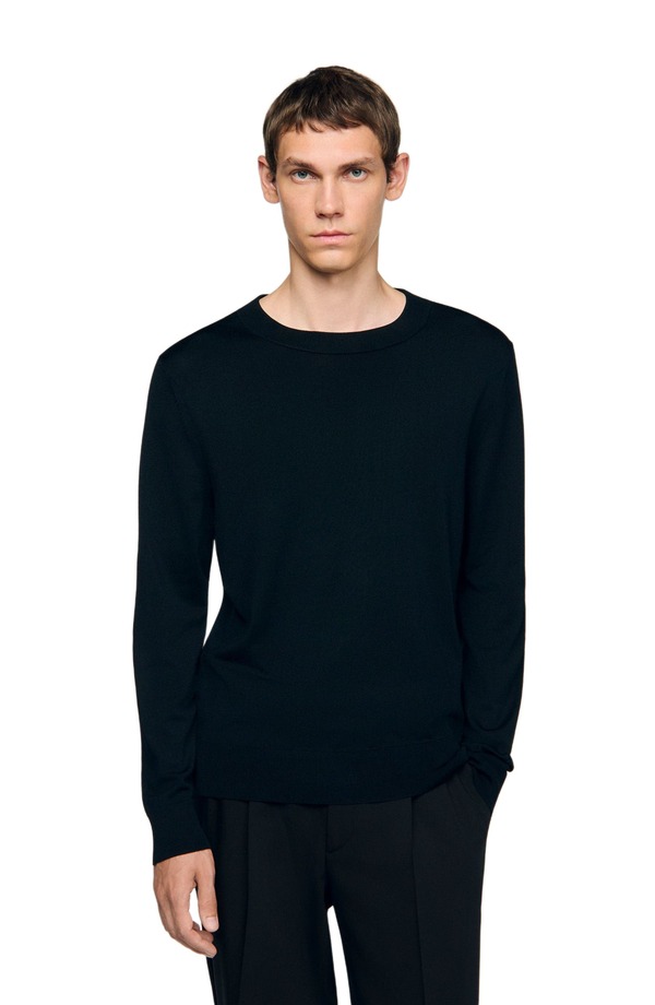 サンドロ メンズ アウター パーカー・スウェット セーター ニット SANDRO Fine knit sweater Black ブラック