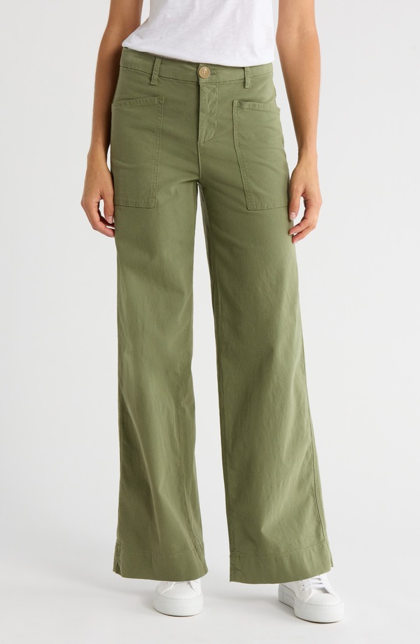 フランク ＆ アイリーン レディース ボトムス レギンス ワイドレッグ パンツ Frank & Eileen Limerick Pocket Wide Leg Pants Olive オリーブ
