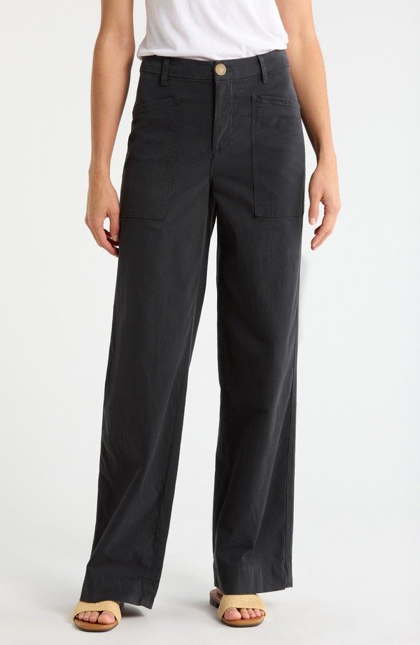 フランク ＆ アイリーン レディース ボトムス レギンス ワイドレッグ パンツ Frank & Eileen Limerick Pocket Wide Leg Pants Washed Black ブラック