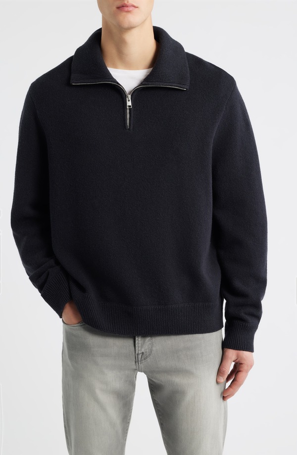 フレーム メンズ アウター パーカー・スウェット ハーフジップ ウール セーター コットン FRAME Half Zip Wool & Cotton Sweater Black ブラック 58,080円